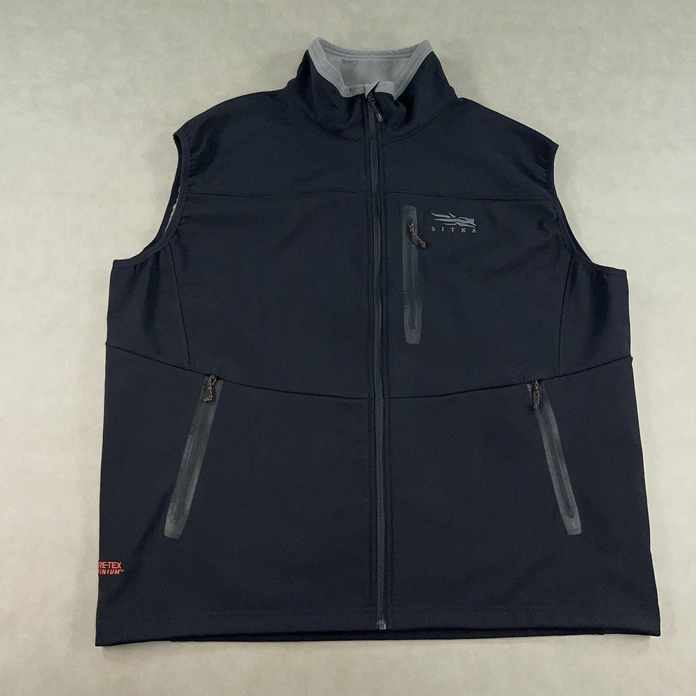 Sitka Jetstream Mens 2XL Gore Windstopper Hunting Outdoors Vest Full Zip Black